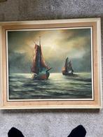 Klassiek Schilderij: Zeilboten op Zee, Ingelijst, Maritiem K, Ophalen of Verzenden