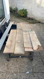 4 Prachtige dikke houten planken, Ruw Frans gedroogd Eiken, Doe-het-zelf en Verbouw, Hout en Planken, Ophalen, 25 tot 50 mm, Eiken