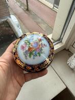Vintage Porseleinen Doosje Cobalt Blauw Bloemen, Ophalen of Verzenden