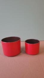 Retro vintage bloempot set rood, Tuin en Terras, Bloempotten, Rond, Binnen, Ophalen of Verzenden, Aardewerk