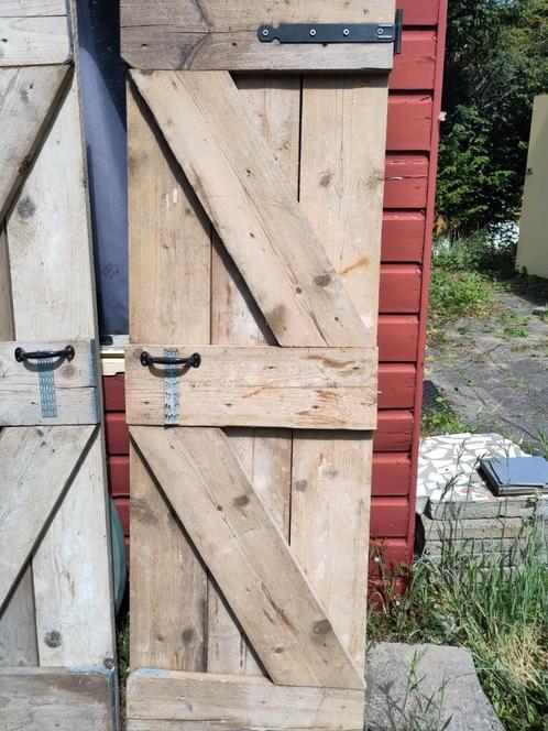 2x Staldeur 58x180cm gebruikt steigerhout met scharnieren, Doe-het-zelf en Verbouw, Deuren en Horren, Gebruikt, Binnendeur, Minder dan 200 cm