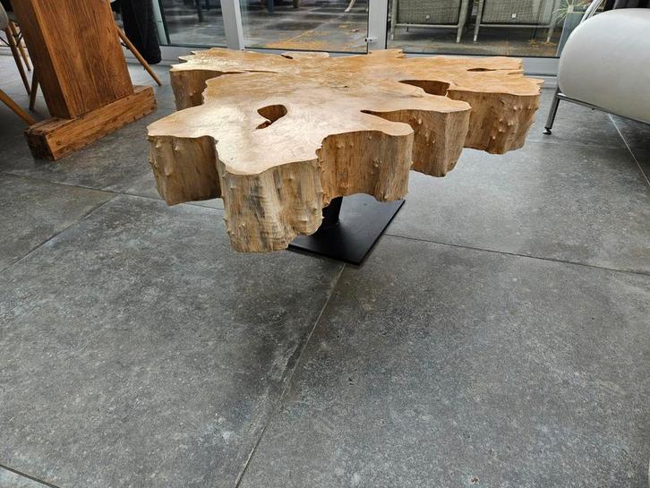 Boomstam Salontafel - Echt Hout, Huis en Inrichting, Tafels | Salontafels, Gebruikt, Minder dan 50 cm, 50 tot 100 cm, 50 tot 100 cm