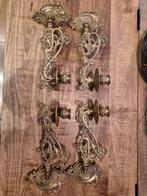 Set van 4 antieke messing wandkandelaars, Antiek en Kunst, Antiek | Kandelaars, Ophalen of Verzenden, Koper of Brons