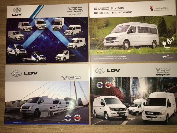 4x Engelse LDV Maxus V80 + EV80 GM Minibus brochures folders, Boeken, Auto's | Folders en Tijdschriften, Zo goed als nieuw, Overige merken