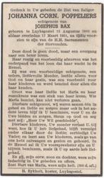 Johanna Bax-Poppeliers 1883 Luyksgestel + 1951 aldaar, 67 jr, Verzenden