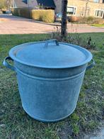 Zinken emmer met deksel, Huis en Inrichting, Emmers, Ophalen of Verzenden, Gebruikt, Zink, Met deksel