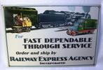 Railway Express Agency emaille spoorweg stationsbord, Ophalen, Gebruikt, Trein, Overige typen