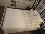 2 persoons wit stalen Ikea bes (1.40x2.00), Huis en Inrichting, Slaapkamer | Bedden, Ophalen, Gebruikt, Wit, Tweepersoons