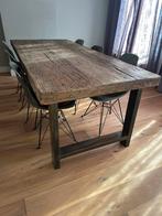 Robuuste eettafel 6 personen 220cm x 95cm, Ophalen, Gebruikt, 200 cm of meer, 50 tot 100 cm