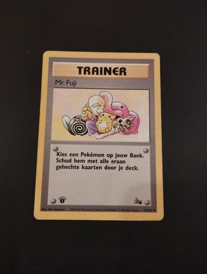Mr Fuji Fossil 1st edition NL, Hobby en Vrije tijd, Verzamelkaartspellen | Pokémon, Gebruikt, Losse kaart, Ophalen of Verzenden