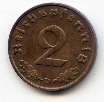 Duitsland 2 Pfennig 1936 D Zeldzamer - D Dubbel !  beschikbaar voor biedingen