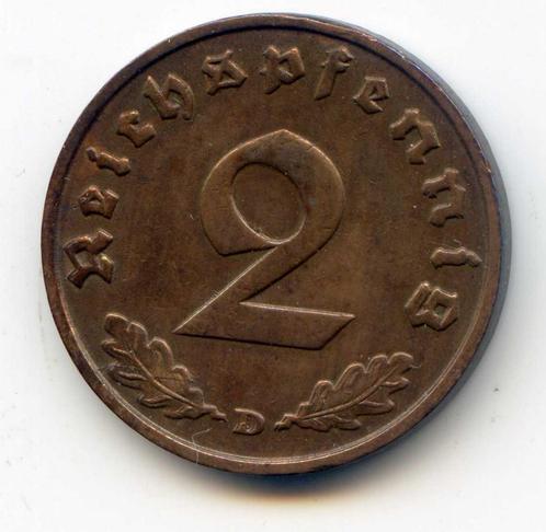 Duitsland 2 Pfennig 1936 D Zeldzamer - D Dubbel !, Postzegels en Munten, Munten | Europa | Niet-Euromunten, Duitsland, Ophalen of Verzenden