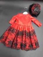 oude rode poppen jurk met bijhorend hoedje, jaren 50, Ophalen of Verzenden, Kleertjes, Zo goed als nieuw