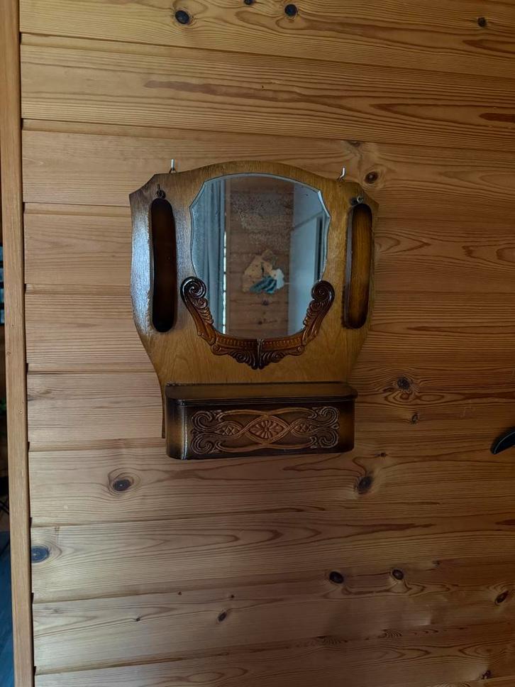 Ouderwetse Kapspiegel met plankje, Huis en Inrichting, Woonaccessoires | Spiegels, Gebruikt, 50 tot 75 cm, Minder dan 100 cm, Overige vormen