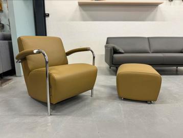 Nieuw Leolux Scylla Fauteuil leer Design stoel Poef Hocker