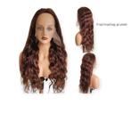 Pruik lang golf haar-28 inch- kleur2 chocolade 4x4  Closure, Ophalen of Verzenden, Nieuw, Pruik of Haarverlenging