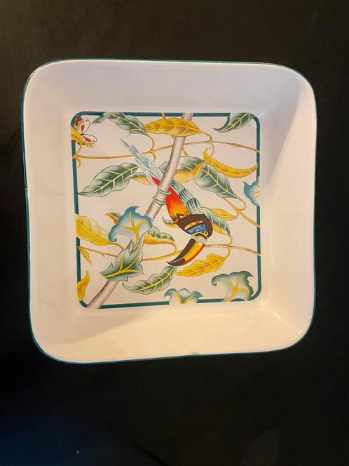 Franse ovenschaal met Toekan afbeelding. Jaren 80, Antiek en Kunst, Antiek | Servies los, Ophalen of Verzenden
