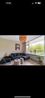 Hoekbank met hocker zwart fluweel velours, Huis en Inrichting, Banken | Bankstellen, Ophalen, Hoekbank, 200 tot 250 cm, Vierpersoons of meer