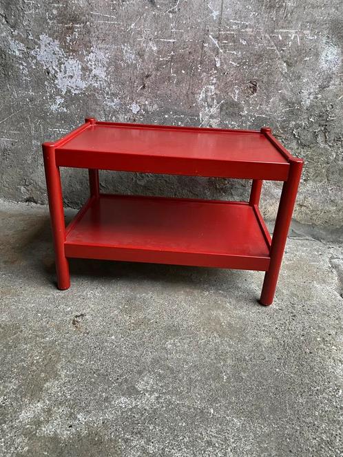 Jaren 70 houten hifi tafel in kleur rood, Verzamelen, Retro, Huis en Inrichting, Ophalen of Verzenden
