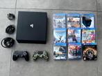 PlayStation 4 Pro 1TB | 2 controllers | 9 topgames | schoon, Ophalen, Met 2 controllers, Zo goed als nieuw, Pro