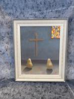 * Ingelijst schilderwerk "Devotie" (Cor Jacobi), Antiek en Kunst, Ophalen of Verzenden