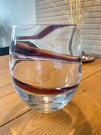 Mooie glazen vaas met paarse strepen, Ophalen, Overige kleuren, Minder dan 50 cm, Glas