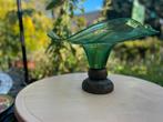 Glas design object met bronzen voet, Ophalen of Verzenden
