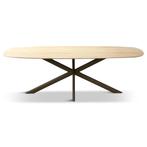 Tafel Hpl met travertine top en bruine spinpoot Japandi, Huis en Inrichting, Tafels | Eettafels, Ophalen, 50 tot 100 cm, Vijf personen of meer