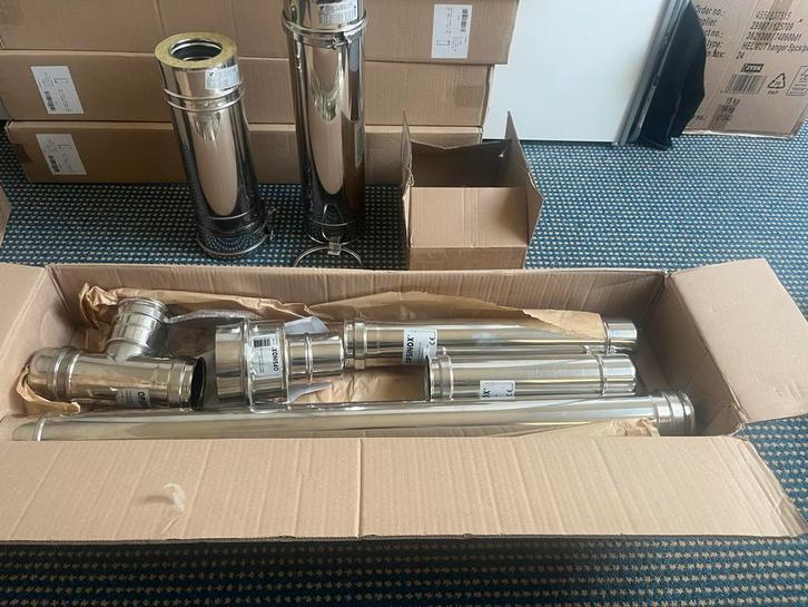 dubbelwandig rookkanaal Ø80 mm- Nieuw!, Doe-het-zelf en Verbouw, Buizen en Afvoer, Nieuw, Overige typen, Rvs, 6 meter of meer