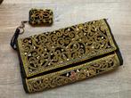 Vintage geborduurde handtas clutch portemonnee toilettas tas, Ophalen of Verzenden, Zo goed als nieuw, Zwart, Avondtasje