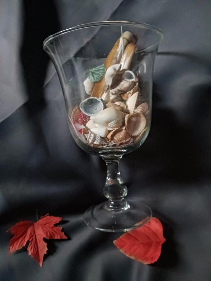 Herfst Windlicht /mega Wijnglas/ kelk  ca 23cm hoog, Huis en Inrichting, Woonaccessoires | Kandelaars en Kaarsen, Gebruikt, Kandelaar