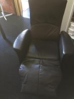 zwart lederen stoel uitklapbaar fauteuil, Huis en Inrichting, Fauteuils, Ophalen, Gebruikt, Minder dan 75 cm, Leer