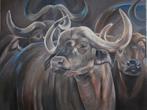 Schilderij afrikaanse buffels, Antiek en Kunst, Kunst | Schilderijen | Modern, Ophalen of Verzenden