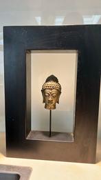 Bronzen boedha hoofd in zwart houten lijst. KOOPJE !, Antiek en Kunst, Kunst | Beelden en Houtsnijwerken, Ophalen