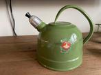 Vintage Groene Emaille Fluitketel - Prima, Ophalen of Verzenden
