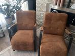 Cognac fauteuil set van 2, Ophalen, Zo goed als nieuw, 50 tot 75 cm, Leer