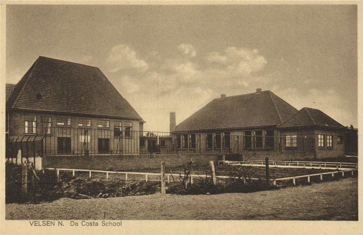 Velsen N. Da Costa School - ongelopen, Verzamelen, Ansichtkaarten | Nederland, Ongelopen, Noord-Holland, Voor 1920, Ophalen of Verzenden