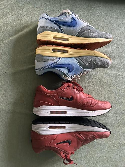 Nike air Max 1 dirty denim & Dusty Peach 44,5, Kleding | Heren, Schoenen, Gedragen, Blauw, Ophalen of Verzenden