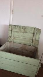 Vintage oude leger kist mint groen hout opbergen, Huis en Inrichting, Woonaccessoires | Kisten, Ophalen, Minder dan 50 cm, Gebruikt