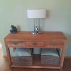 Teakhouten Sidetable met Manden, Huis en Inrichting, Tafels | Sidetables, Gebruikt, 100 tot 150 cm, Teakhout, Ophalen of Verzenden
