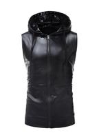 Heren leren bodywarmer / wetlook fetish sexy zwarte M L XL, Verzenden, Nieuw, Zwart