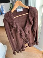 Soft Brown Long Sleeve Knitwear with Playful Ruffles, Lorean, Verzenden, Zo goed als nieuw, Bruin