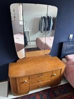 Vintage teak dressoir/kaptafel met spiegel, Ophalen, Gebruikt, 100 tot 150 cm, Teakhout