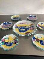 Vallauris Schaal & 6 Dessertbordjes - Vintage Riviera, Ophalen of Verzenden