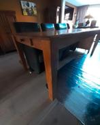 Teak houten eettafel met kleine lade 210x98x78, Huis en Inrichting, Tafels | Eettafels, Ophalen, Gebruikt, 50 tot 100 cm, Vijf personen of meer