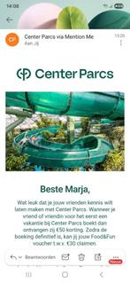 Gratis 50 euro korting centerparcs, Tickets en Kaartjes, Drie personen of meer, Kortingsbon, Bungalowpark