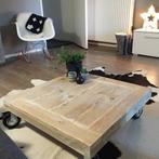 Tafeltje met wielen salontafel bijzettafeltje steigerhout, Minder dan 50 cm, Nieuw, Ophalen of Verzenden, Overige houtsoorten