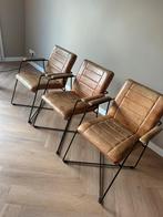 4x Leren Eetkamerstoelen - Cognac Kleur, Huis en Inrichting, Stoelen, Ophalen