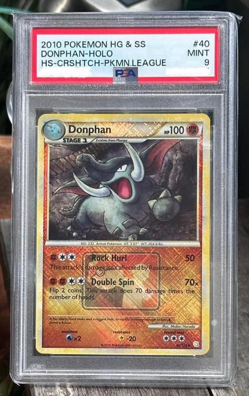 Donphan #40 HOLO * Pokemon HeartGold & SoulSilver PSA9, Hobby en Vrije tijd, Verzamelkaartspellen | Pokémon, Zo goed als nieuw