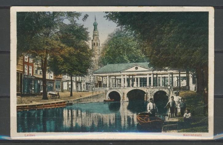 Leiden 1923 Korenbeurs Ansichtkaart m-53b jdu , Verzamelen, Ansichtkaarten | Nederland, Gelopen, Zuid-Holland, Voor 1920, Ophalen of Verzenden